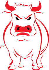 an angry  cow silhouette art illustration