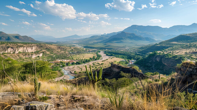 Scenic view of Presa Zarco and Canon de Fernand in Mexico
