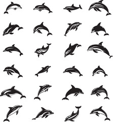 A set of black and white dolphin fish