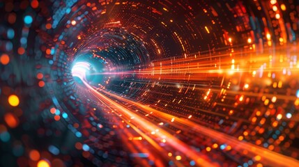 Obraz premium Futuristic tunnel with vibrant lights