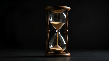 hourglass on black background, 