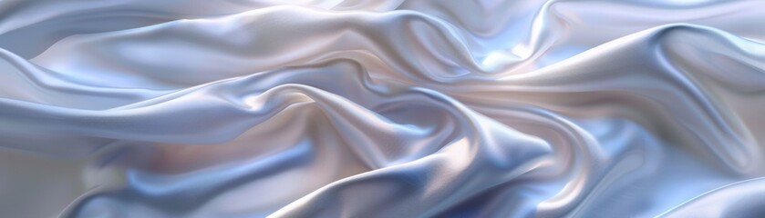 Obraz premium Luxurious, smooth, white satin fabric with gentle folds creating an exquisite, elegant texture, perfect for fashion, background, or design concepts.
