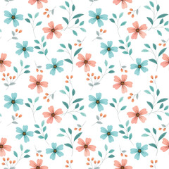 Cute small blooming flowers seamless pattern. Elegant template for fashion prints. Printing with very small colorful flowers.