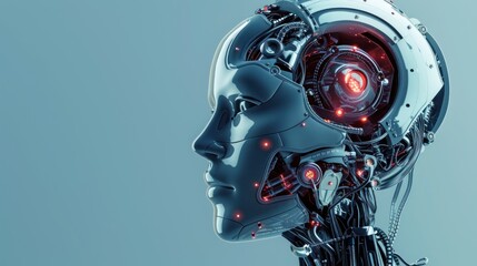 Fototapeta premium Mechanical Mind - A Futuristic Robot Head Render