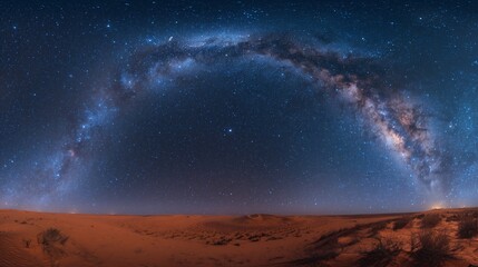 Serene Sahara Desert Night: Milky Way Galaxy and Stars Illuminating the African Skyline