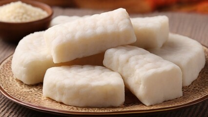 Fototapeta premium Steamed Rice Cakes on Plate
