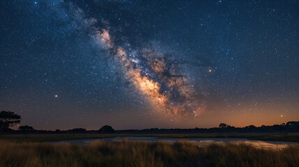 Fototapeta premium Serene Starry Night over Lagoa do Negro Dark Sky Reserve, Brazil