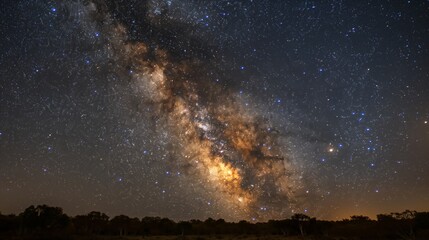 Serene Kakadu National Park Starry Sky Illuminated with Milky Way - Perfect Stargazing Conditions in Pristine Nature Setting