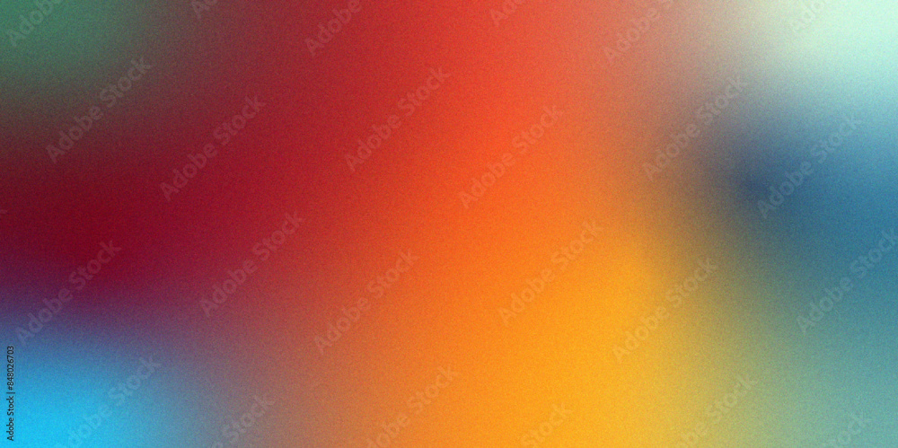 Poster Orange purple pink magenta blue grainy vibrant blurred gradient color flow. Grain and Rough texture effect . Soft gradient backdrop with grain and noise. 