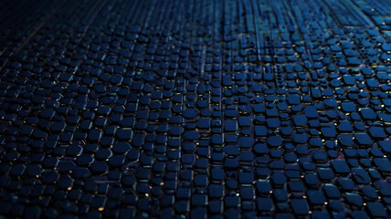 Modern dark blue geometric technology background with surface lines and dots for desktop wallpaper