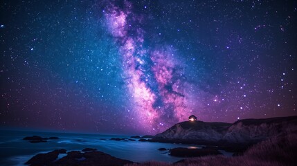 Fototapeta premium Serene Arcadia Dark Sky Reserve: Pristine Starry Night with Milky Way View Ideal for Stargazing