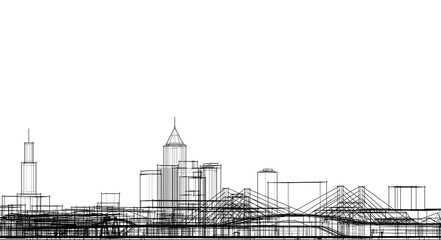 modern city panorama 3d illustration