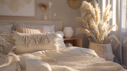 Boho bed interior decor image