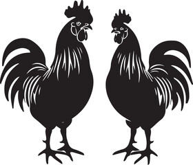 Rooster Graphic vector black silhouette 