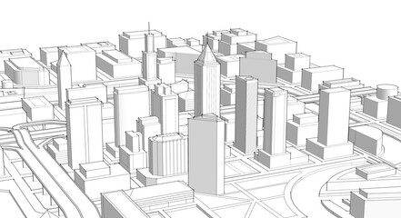 modern city panorama 3d illustration