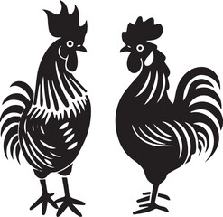 Rooster Graphic vector black silhouette 