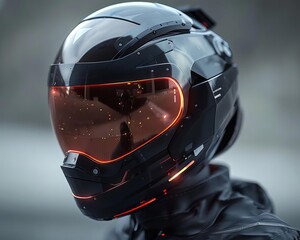 Fototapeta premium Futuristic helmet with sleek design, metallic textures, hightech, digital rendering