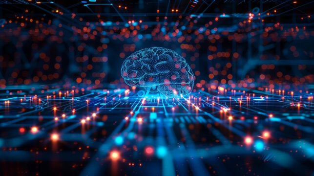 Digital backdround ideal for technological operations, neural networks, AI, data transmission and encryption, digital archives, audio and visual representations, scientific research