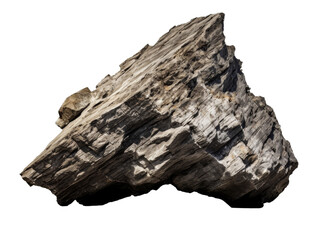 Large rugged stone with natural texture and earthy tones, isolated on a white background cut out transparent isolated PNG