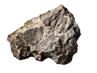 Large rugged stone with natural texture and earthy tones, isolated on a white background cut out transparent isolated PNG