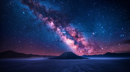 Fototapeta premium Serene Night Sky at Bromo Dark Sky Reserve: Awe-Inspiring Milky Way and Stars