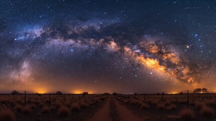Fototapeta premium Illuminated Beauty of Victoria Dark Sky: A Minimalist Stargazing Haven Under the Milky Way in Australia