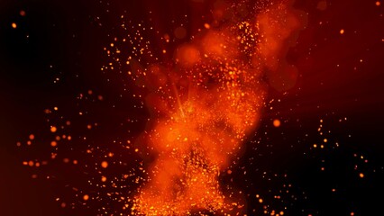 bright sparkling sparks and smoke from the fire
