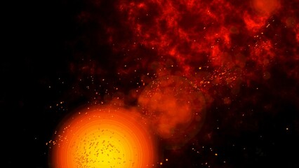 bright sparkling sparks and smoke from the fire
