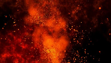 bright sparkling sparks and smoke from the fire
