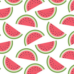 Seamless pattern with watermelons. Vector illustration.