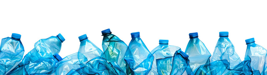 Crushed Plastic Bottles , recycled plastic bottles cut out transparent isolated on white background PNG file