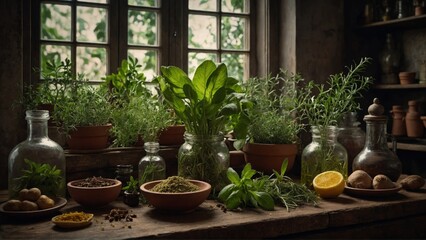 Fototapeta premium Herbal Kitchen Display