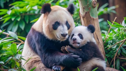 Obraz premium Giant panda bear in the zoo.