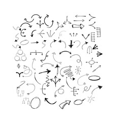 vector sketches of multiple curved arrows