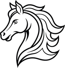 Horse head drawing for kids colouring activity vector illustration