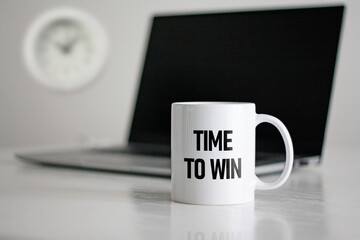 Time to win is shown using the text on the cup