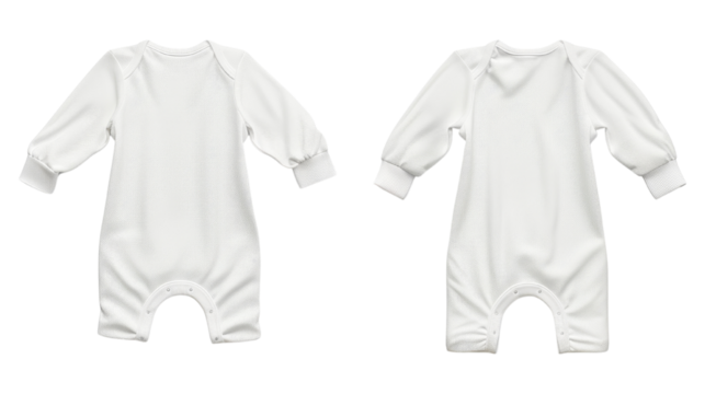 Mockup of a white romper for kids, displayed in a transparent cutout design, ideal for showcasing children's clothing.
