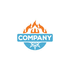 Logo design of a fire and ice emblem.