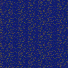 Marine life fish animal blue seamless pattern. Chinese koi fish underwater tropical fish. Cute cartoon fishes 2d