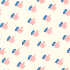 Hold ok hand comic emoji seamless pattern. Chat emoticon icon background 2d cartoon. Stylish hands