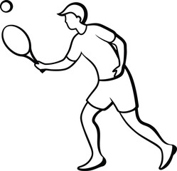 Man tennis player for kids coloring page vector illustration