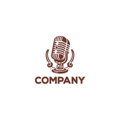 Logo design of a microphone in a vintage style. 