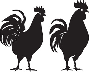 Rooster Graphic vector black silhouette 