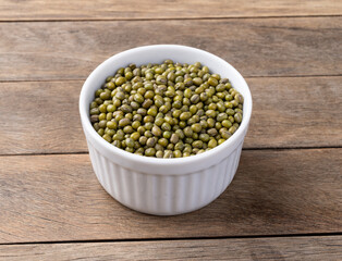 Moyashi beans in a bowl over wooden table