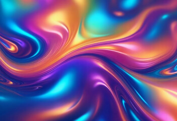 Obraz premium Fluid or gel texture with a colorful and reflective shimmering iridescent background