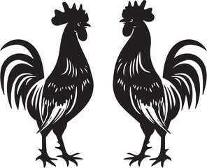 Rooster Graphic vector black silhouette 