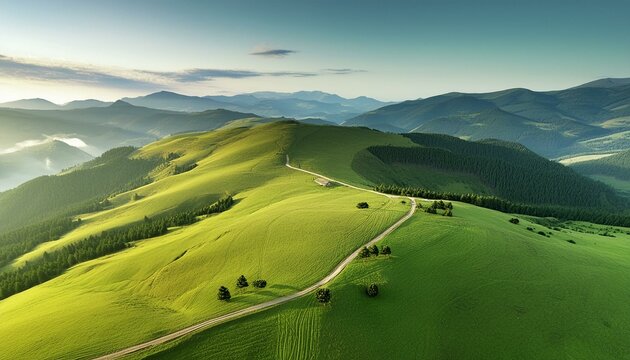 Aerial landscape featuring beautiful scenery on a green background