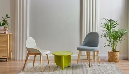  Mockup wall in the children's room,children's playroom on wall white color background