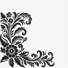 Floral Corner Art silhouette vector on a white background