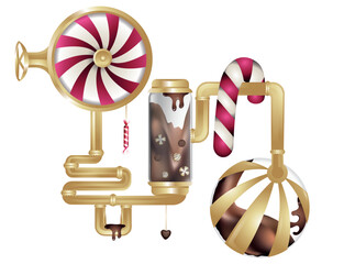 Chocolate factory elements of mechanisms and candies 17